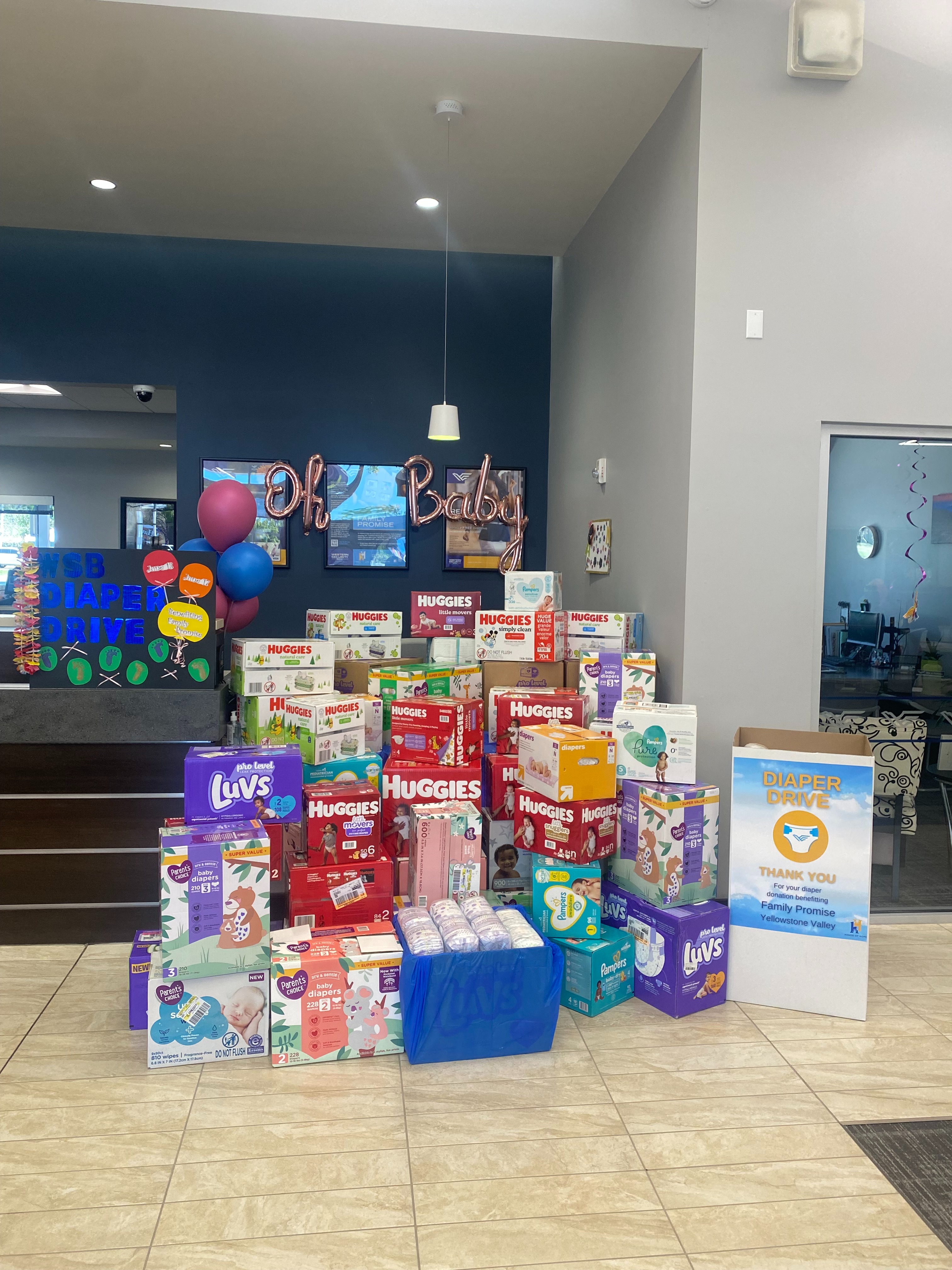 Western Security Bank Lobby with diapers