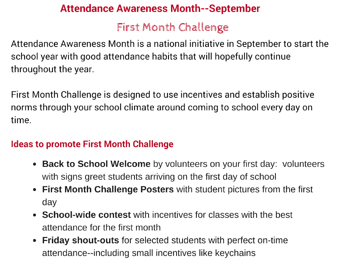 Promotion Ideas for first month challenge: Welcome, posters, and Friday shout-outs. 