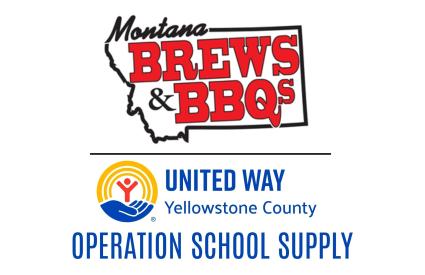 Logos for Brews and BBQs and United Way of Yellowstone County with additional text reading Operation School Supply