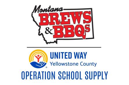 Logos for Brews and BBQs and United Way of Yellowstone County with additional text reading Operation School Supply
