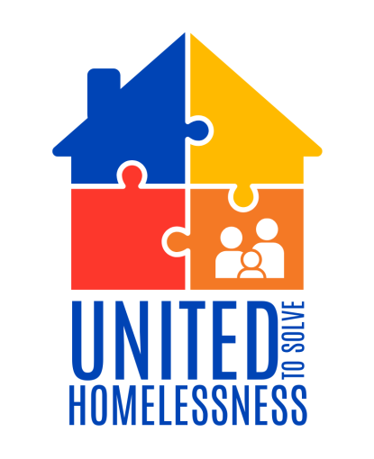 The United to Solve Homelessness logo with puzzle pieces in the shape of a house
