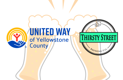 The UWYC logo and Thirsty Street logo with two cheersings beer glasses